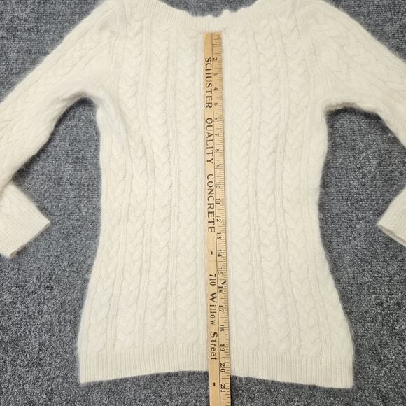 Lauren Ralph Lauren Medium Sweater Cream Angora Wool Soft Cable Knit‎ Cozy - Picture 6 of 7